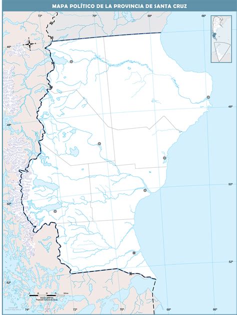Mapa Político Mudo De La Provincia De Santa Cruz Argentina Tamaño