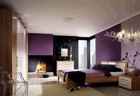Purple Luxury Bedroom With Grey Walls And Fireplace Soak Up Some Ultra