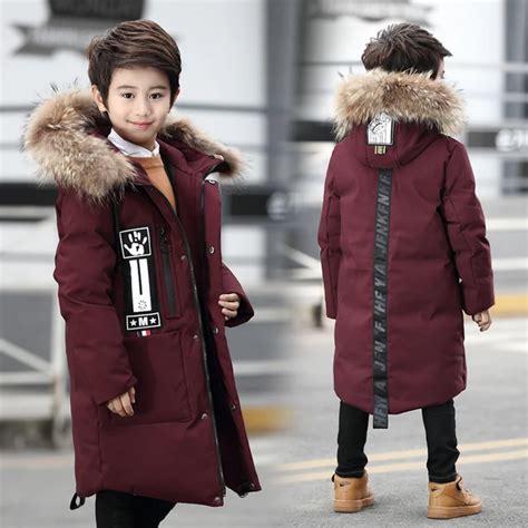 Boys Winter Coat Big Boys Down Jackets 30 Degrees Long Parkas For