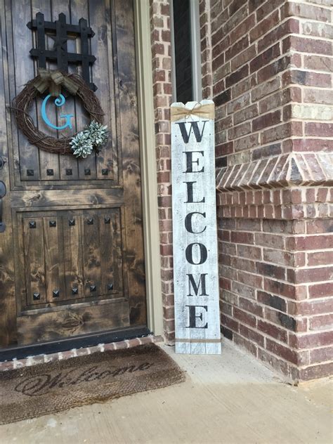 Farmhouse Rustic Wood Welcome Sign Vertical Wooden Welcome Etsy