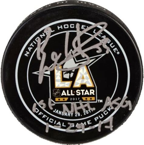 bo horvat vancouver canucks autographed 2017 nhl all star official game puck with 1st nhl asg 1
