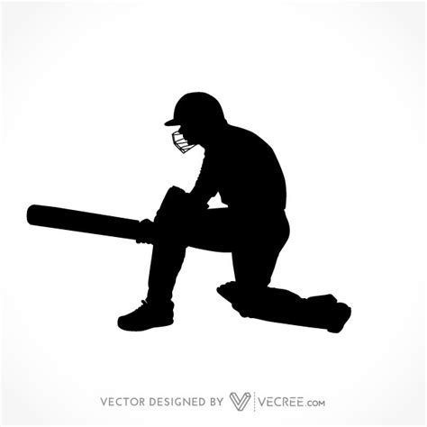 Sport Silhouette Cricket Batsman Sweep Drive Free Vector Free Vectors