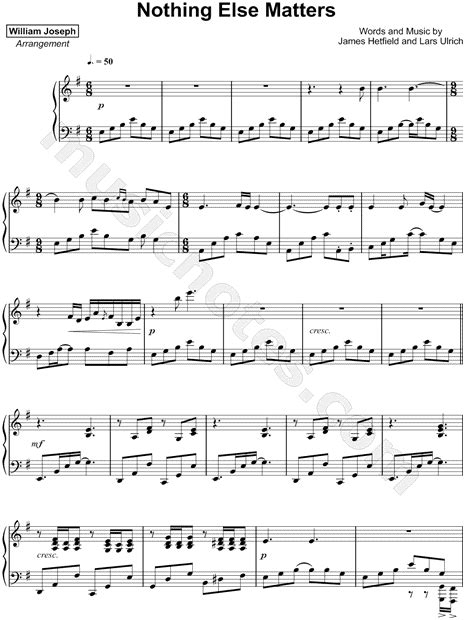 Felülvizsgálat Shipley Perseus Nothing Else Matters Piano Sheet Music