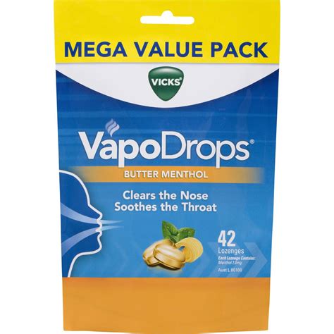 Vicks Vapodrops Throat Lozenges Butter Menthol 42 Pack Woolworths