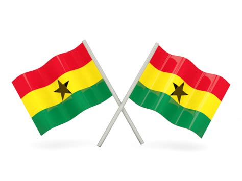 Two Wavy Flags Illustration Of Flag Of Ghana