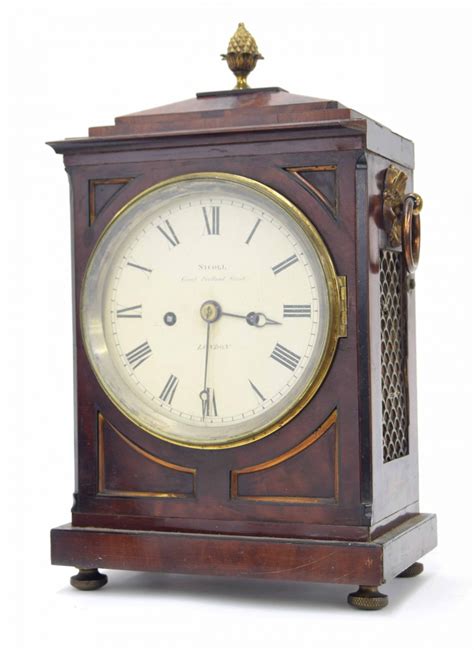 Small English Mahogany Double Fusee Bracket Clock The 6 Cream Dial Signed Nicoll Great
