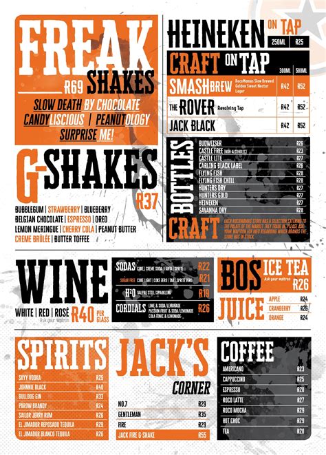 Roco Mamas Drinks Menu