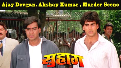 Ajay Devgan Akshay Kumar Murder Scene Suhaag Hindi Drama Movie