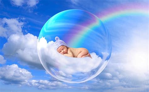 Hd Wallpaper Baby Sleeping On Clouds Soul Creature Child Person