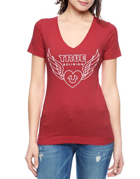 True Religion Heart Slim Womens T Shirt In Red Lyst