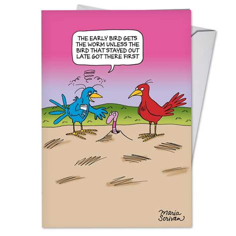 Nobleworks C Bdg Funny Birthday Greeting Card Early Bird With
