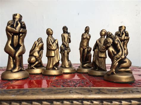 Erotic Chess Set Handmade Mature Chess Set In A Metallic Bronze And