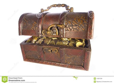 Treasure Chest With Gold Coins Isolated Royalty Free Stock