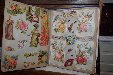 Large Antique Victorian 56 Pg Scrapbook Die Cut Album Advertising