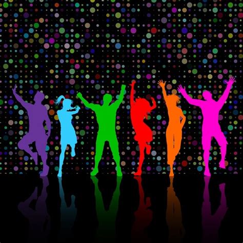 People Dancing Colourful Silhouettes Vector Free Download