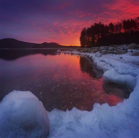 Winter Pink Quabbin Reservoir Ma Patrick Zephyr Photography