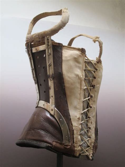 1stdibs 18th C Leather Corset With Metal Braces On Stand Orthopedic