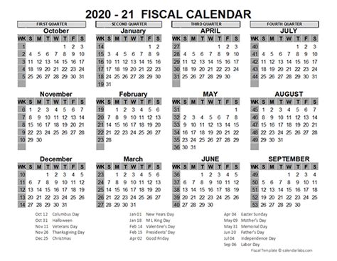 Download Us Federal Fiscal Calendar 2020 21 Excel Template Exceldatapro