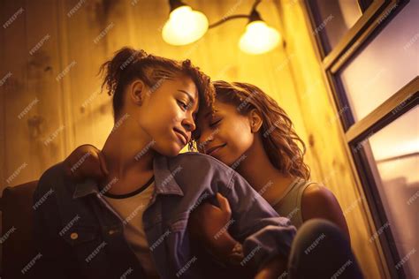 Premium Photo Two Black Lesbians Hugging Each Other Samesex Love