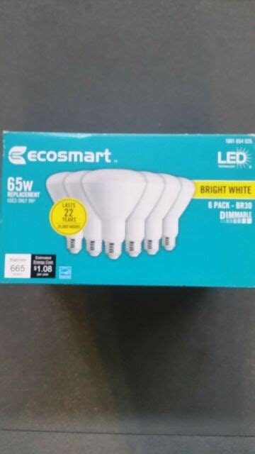 Ecosmart 65w Equivalent Bright White Br30 Dimmable Led Light Bulb 6