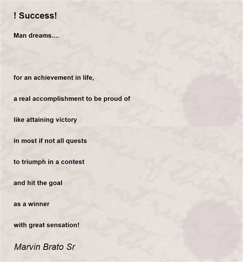 Success Success Poem By Marvin Brato Sr