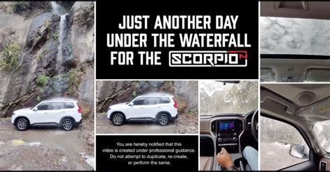 Mahindra Tests Scorpio N Sunroof Under A Waterfall Here Are The
