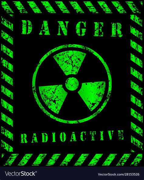 Green Grunge Radioactive Radiation Warning Vector Image