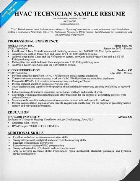 Create a winning engineer cv and land the job you want with our example engineer cv, template and writing guide. A C Technician | Sample resume, Resume, Resume examples