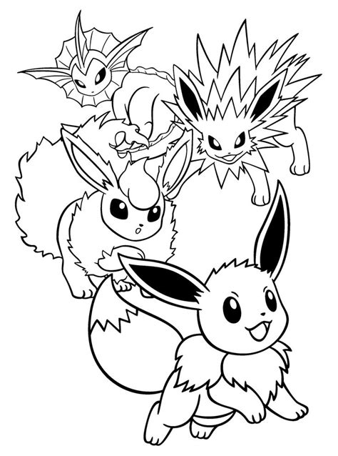 Pokemon All Eevee Evolutions Coloring Pages Pikachu Coloring Page