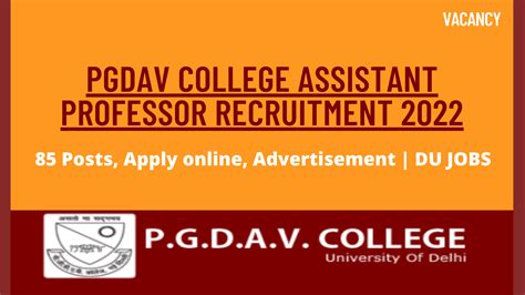 Pgdav College Assistant Professor Recruitment 2022 85 Posts Apply