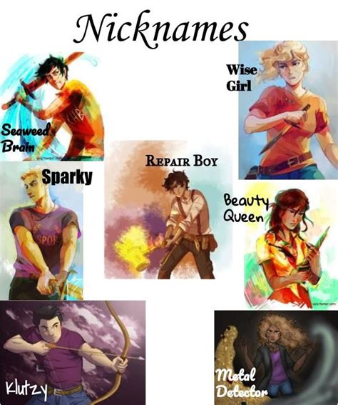 Nicknames From The Books For The 7 Demigods Percy Jackson Funny