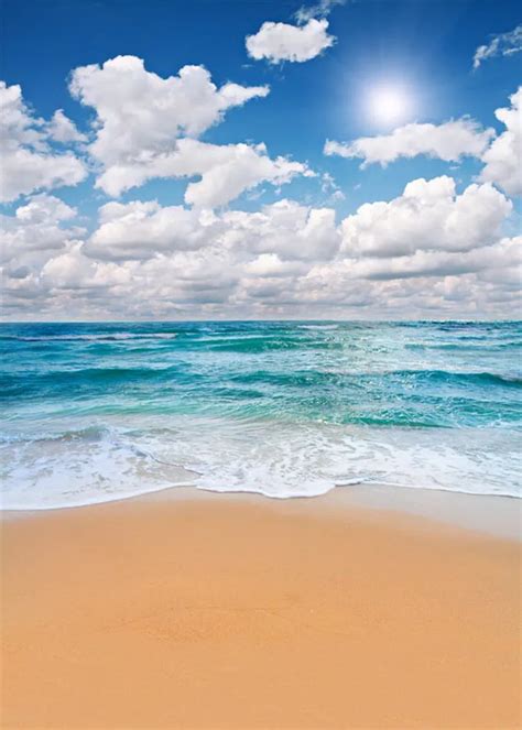 Scenery Vinyl Cloth Sky Blue Sea Beach Photography Backdrops For