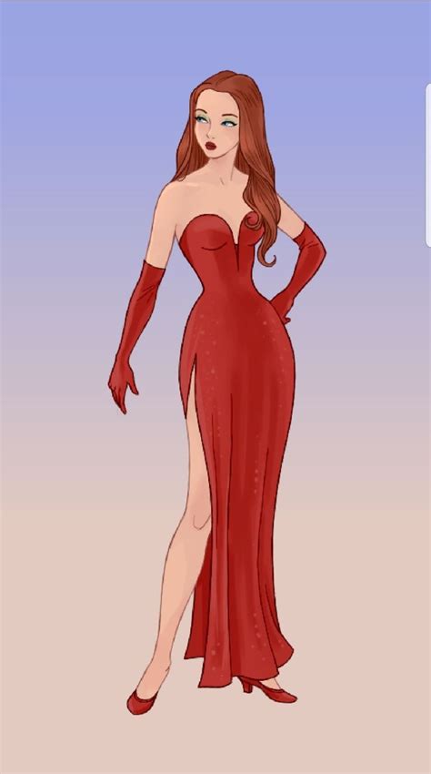 A Drawing Of A Woman In A Red Dress