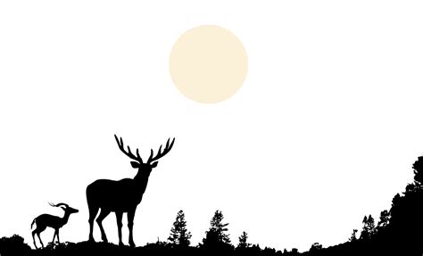 Deer Nature Wildlife Clip Art Hand Painted Black And White Silhouette