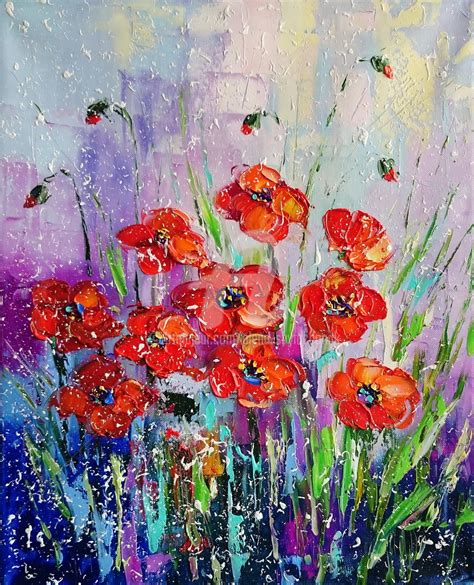 My Poppies; Original Oil Painting On Can, Painting by Alena Shymchonak ...
