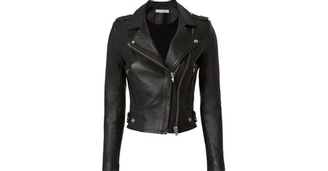 Iro Dylan Cropped Leather Moto Jacket In Black Lyst Canada