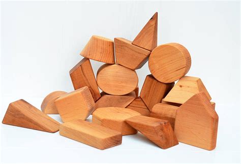 20 Wooden Geometric Shapes Blocks Toddler Wood Toys Natural Etsy