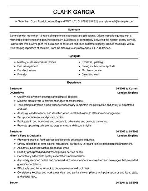 Professional Culinary Resume Templates Livecareer