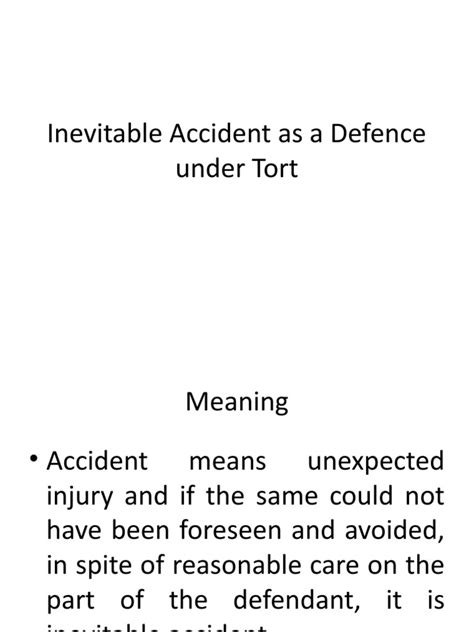 Inevitable Accident As A Defence Under Tort Pdf Tort Negligence