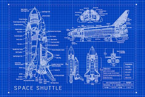 Space Shuttle Blueprint 2 For 1 Digital File Instant Etsy