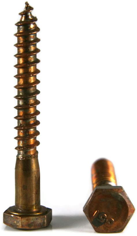 Silicon Bronze Hex Cap Lag Screw Bolt 14 X 1 12 25 Pieces Marine