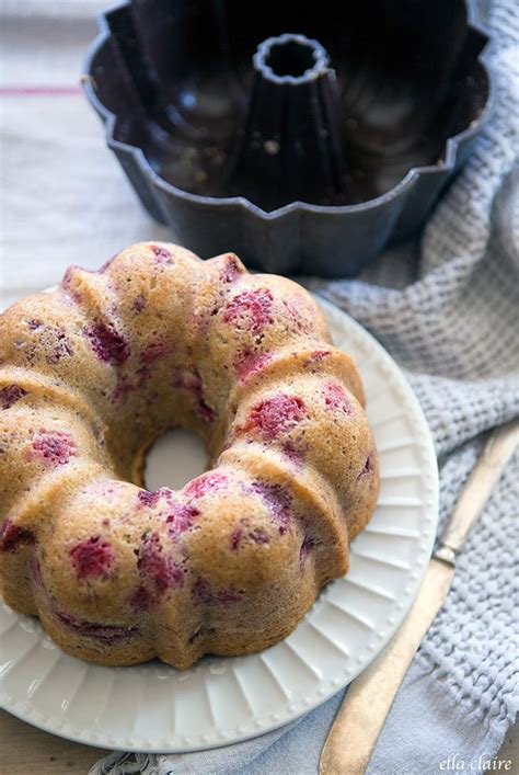 Raspberry Bundt Cake With Lemon Icing Drizzle Ella Claire And Co