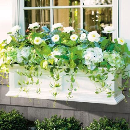 Have you ever filled your window boxes with faux flowers and greenery? Spring Serenity Window Box Filler | Grandin Road