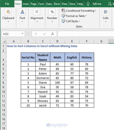 How To Sort Columns In Excel Without Mixing Data