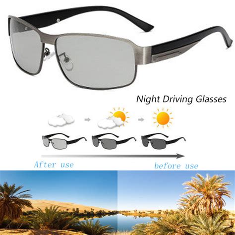 night vision driving glasses men vintage aluminum polarized photochromic sunglasses uv400 night