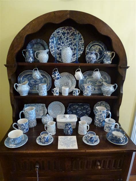 My Burleigh Ware Collection English Oak Dresser Blue Willow China