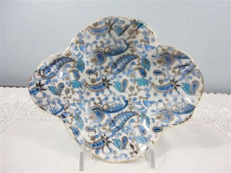Lefton Hand Painted Blue Paisley Porcelain Bowl With Unique Etsy