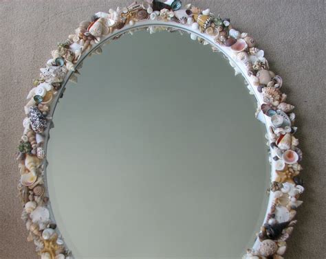 Beach Decor Seashell Mirror Nautical Decor Shell Mirror W Starfish In