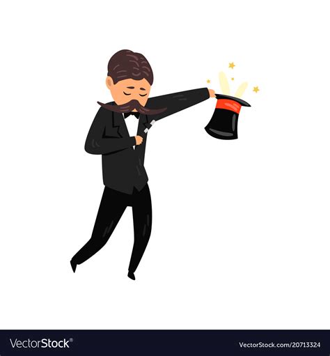 Magician Performing Focus With Rabbit Appearing Vector Image