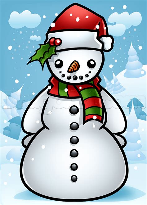 drawing a snowman step by step step by in 2020 draw a snowman christmas art snowman